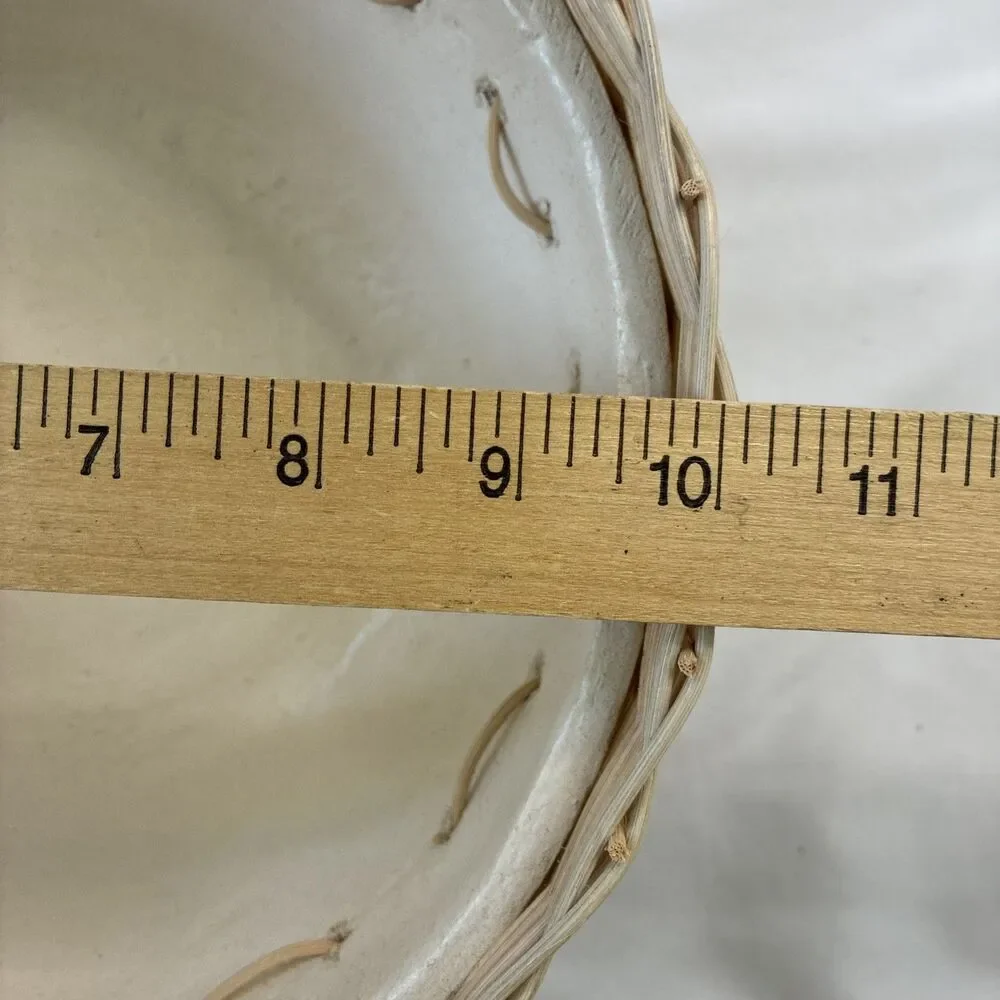 Mud Pie Ivory & Wicker Rattan Paper Mache Nesting Bowls Set/2 Cottage Farm Beach